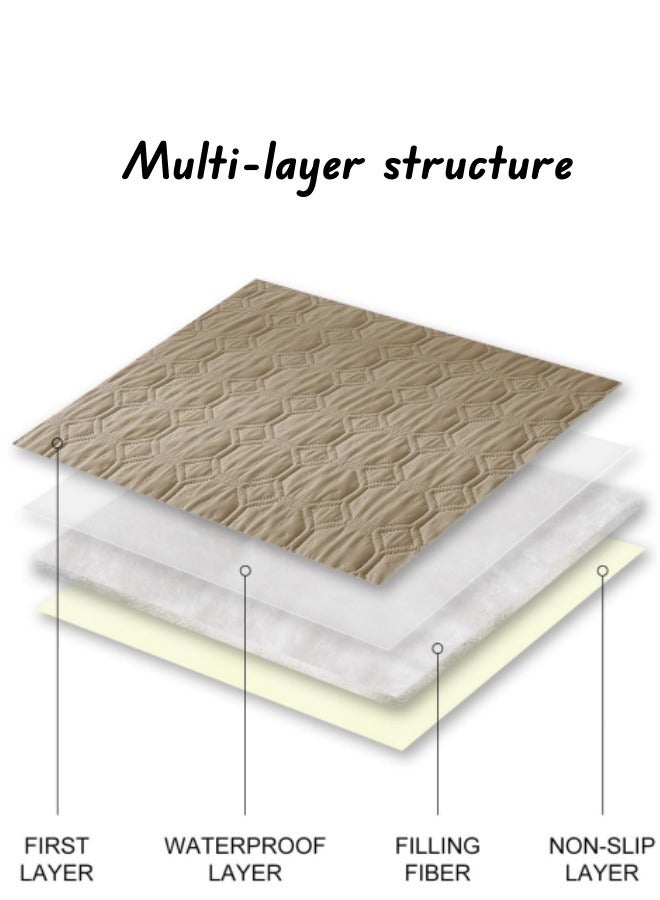 ﻿ ﻿ Washable Sofa Cover，Easy-Going Reversible Couch Cover ，With Adjustable Strap Storage Pocket Cover Khaki Double Sided Furniture Waterproof Sofa Cushion Cover Children/Pet Seat Sofa Cover  ﻿ - Image 5