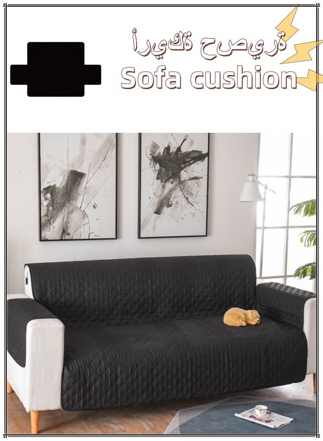 ﻿ ﻿ Washable Sofa Cover，Easy-Going Reversible Couch Cover ，With Adjustable Strap Storage Pocket Cover Khaki Double Sided Furniture Waterproof Sofa Cushion Cover Children/Pet Seat Sofa Cover  ﻿ - Image 1