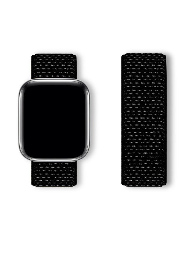 HL-Tech Breathable Nylon Loop Sport Band for Apple Watch 42mm/44mm/45mm/46mm/49mm – Adjustable Lightweight Strap Compatible with iWatch Ultra 2, SE, Series 10/9/8/7, Sweatproof Replacement Band for Men & Women (Black) - Image 2