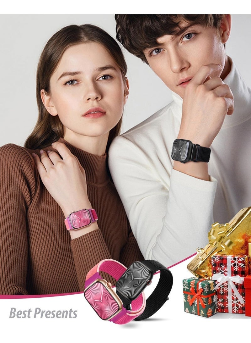 HL-Tech Breathable Nylon Loop Sport Band for Apple Watch 42mm/44mm/45mm/46mm/49mm – Adjustable Lightweight Strap Compatible with iWatch Ultra 2, SE, Series 10/9/8/7, Sweatproof Replacement Band for Men & Women (Black) - Image 5