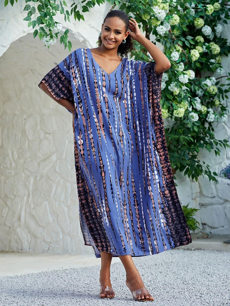 IMAGEKOPE Kaftan for Women Plus Size Bathing Suit Cover up Batwing Dress Loose fit Moroccan Caftan mumu Dresses for Women - Image 5
