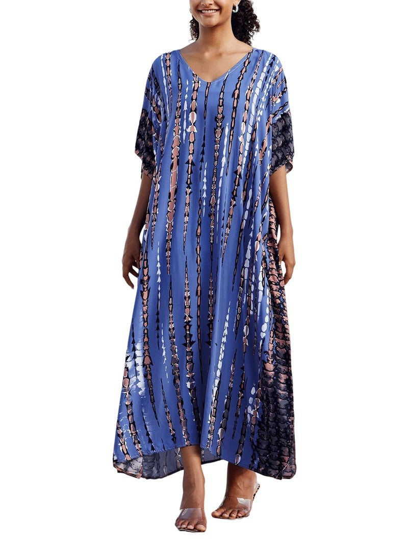 IMAGEKOPE Kaftan for Women Plus Size Bathing Suit Cover up Batwing Dress Loose fit Moroccan Caftan mumu Dresses for Women - Image 1