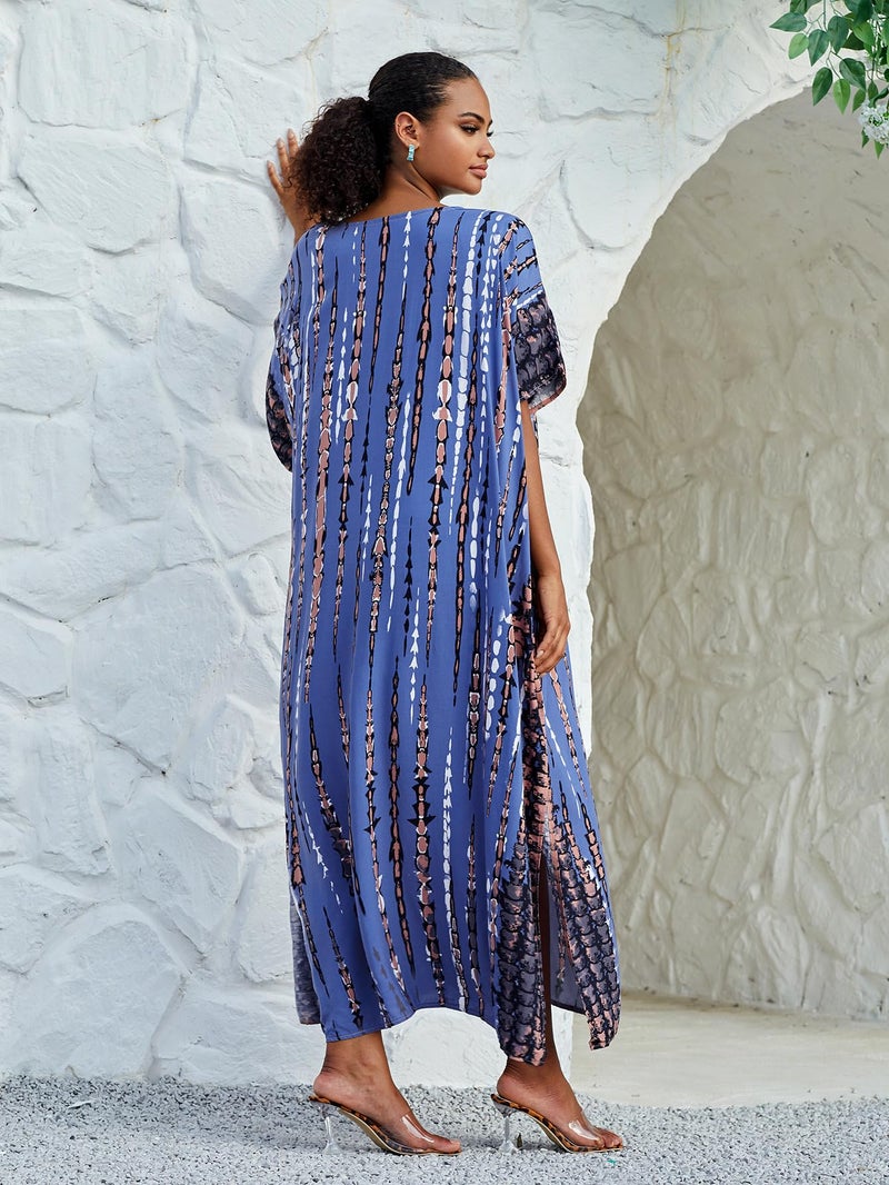 IMAGEKOPE Kaftan for Women Plus Size Bathing Suit Cover up Batwing Dress Loose fit Moroccan Caftan mumu Dresses for Women - Image 4