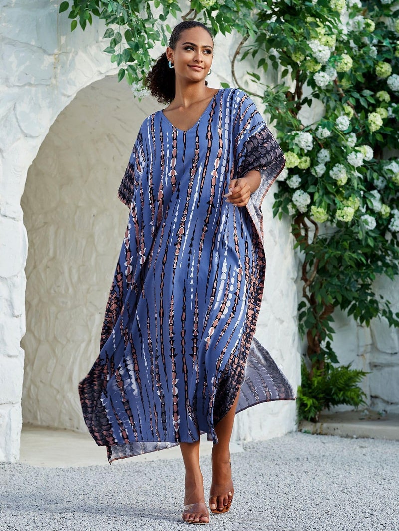 IMAGEKOPE Kaftan for Women Plus Size Bathing Suit Cover up Batwing Dress Loose fit Moroccan Caftan mumu Dresses for Women - Image 2