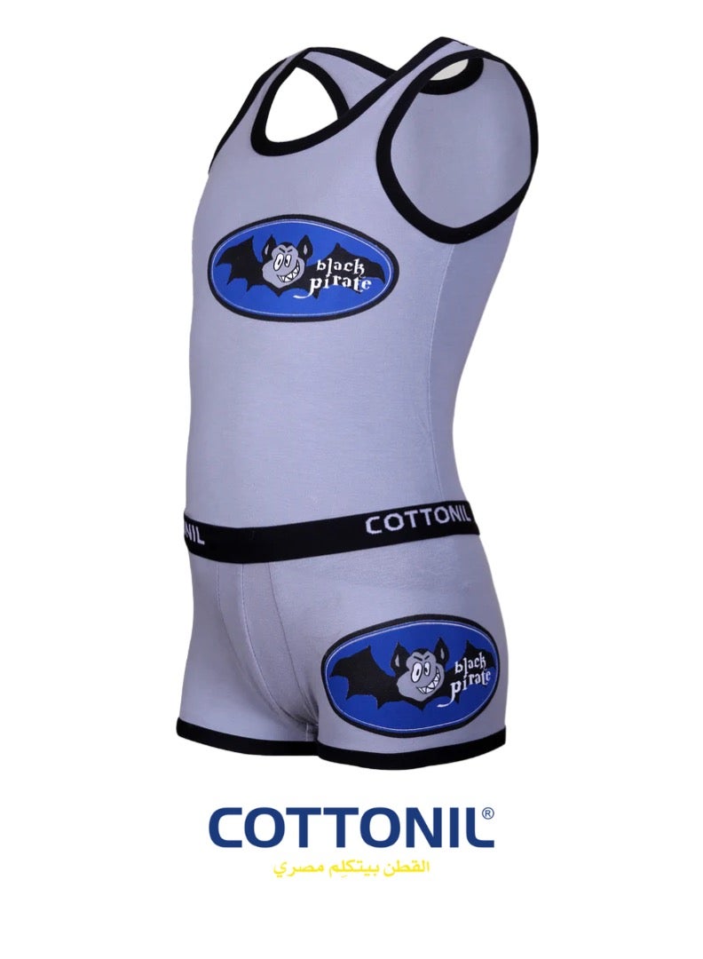 COTTONIL Turbo Underwear Set (Shirt & Boxer) For Boys - Grey  - Image 1