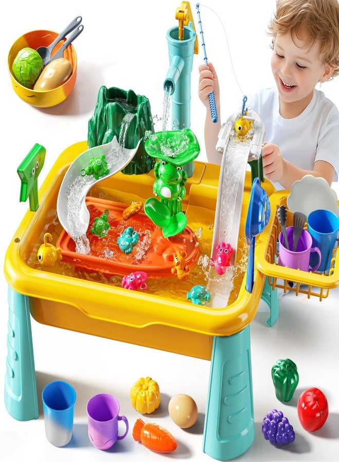 JUKUDAHU Water Table Toy for Boys Girls Aged 3 4 5 6 7 8, Kitchen Toys with Play Sink, Fishing Games, Toddler Sensory Water Play Table for Kids Ages 3-8, Summer Beach Outdoor Toys, Birthday Gifts 2+ - Image 1
