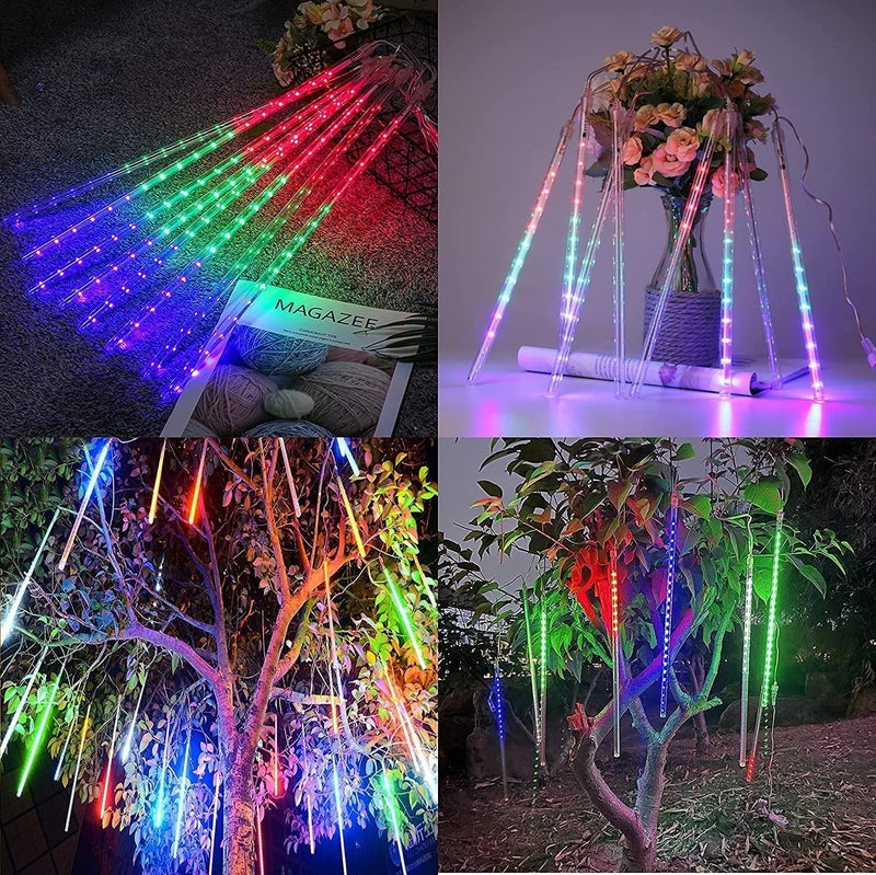 MIRADH Rain Drop LED Meteor Shower 192 LEDs 8 Tubes (11.8") | Icicle Falling Effect for Diwali, Christmas, New Year, Home & Outdoor Decoration, Balcony, Tree, Party Decor (Multicolor) - Image 5