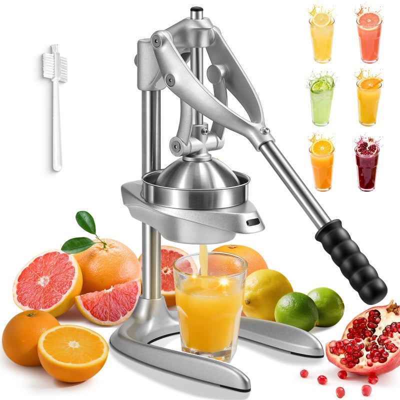 Sopito Manual Juicer, Sopito Effortless Citrus Squeezer Professional Safety Stainless Steel Hand Press Juicer, Ideal for Extracting Juice from Orange Lemon Grapefruit, Easy to Clean with Brusher - Image 1