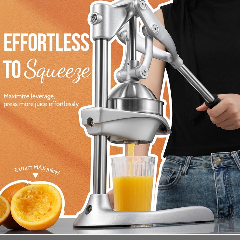 Sopito Manual Juicer, Sopito Effortless Citrus Squeezer Professional Safety Stainless Steel Hand Press Juicer, Ideal for Extracting Juice from Orange Lemon Grapefruit, Easy to Clean with Brusher - Image 2