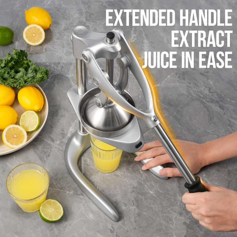 Sopito Manual Juicer, Sopito Effortless Citrus Squeezer Professional Safety Stainless Steel Hand Press Juicer, Ideal for Extracting Juice from Orange Lemon Grapefruit, Easy to Clean with Brusher - Image 4