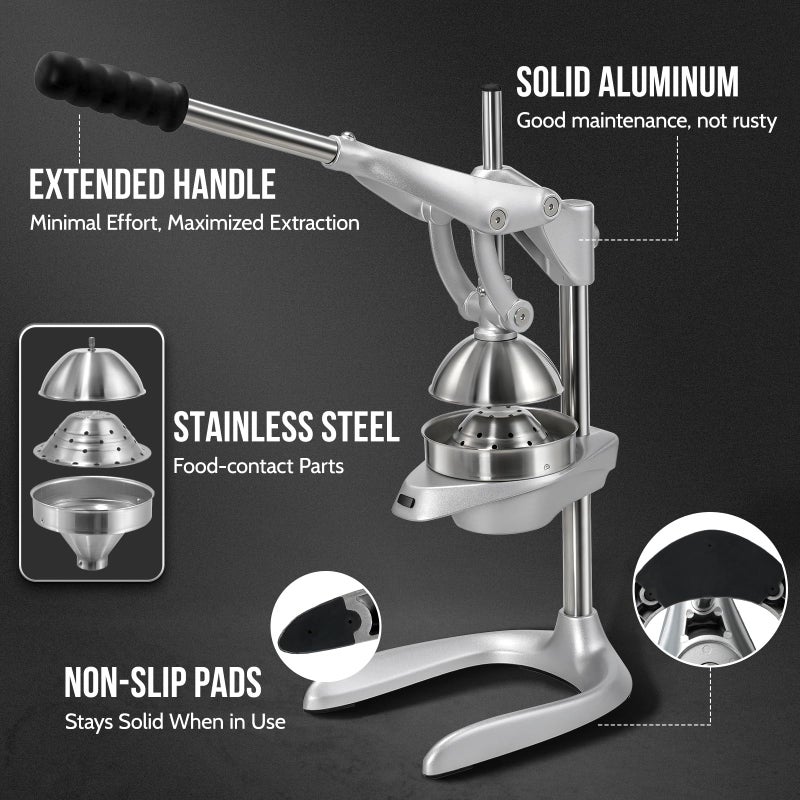 Sopito Manual Juicer, Sopito Effortless Citrus Squeezer Professional Safety Stainless Steel Hand Press Juicer, Ideal for Extracting Juice from Orange Lemon Grapefruit, Easy to Clean with Brusher - Image 5