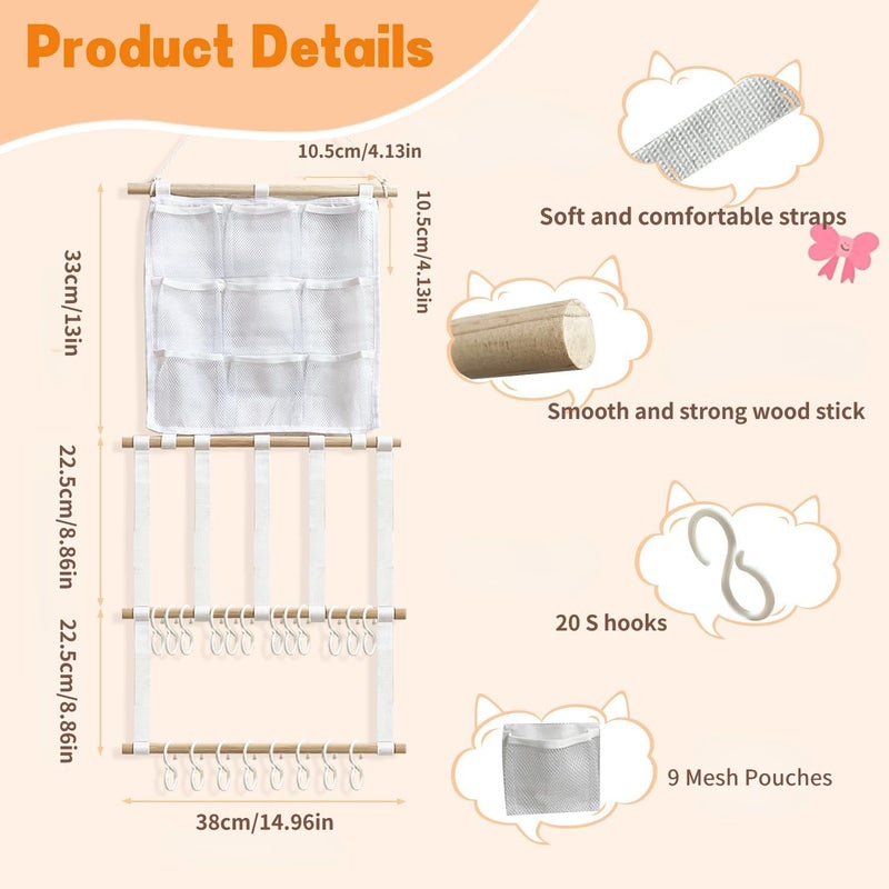 LEHSGY Headband Holder Hair Bows Organizer for Girls, Large Capacity Bow Holder, Pre-Assembled Hair Accessories Wall Hanging Organizer for Toddler Baby Girl Nursery Room DÃ©cor - Image 3