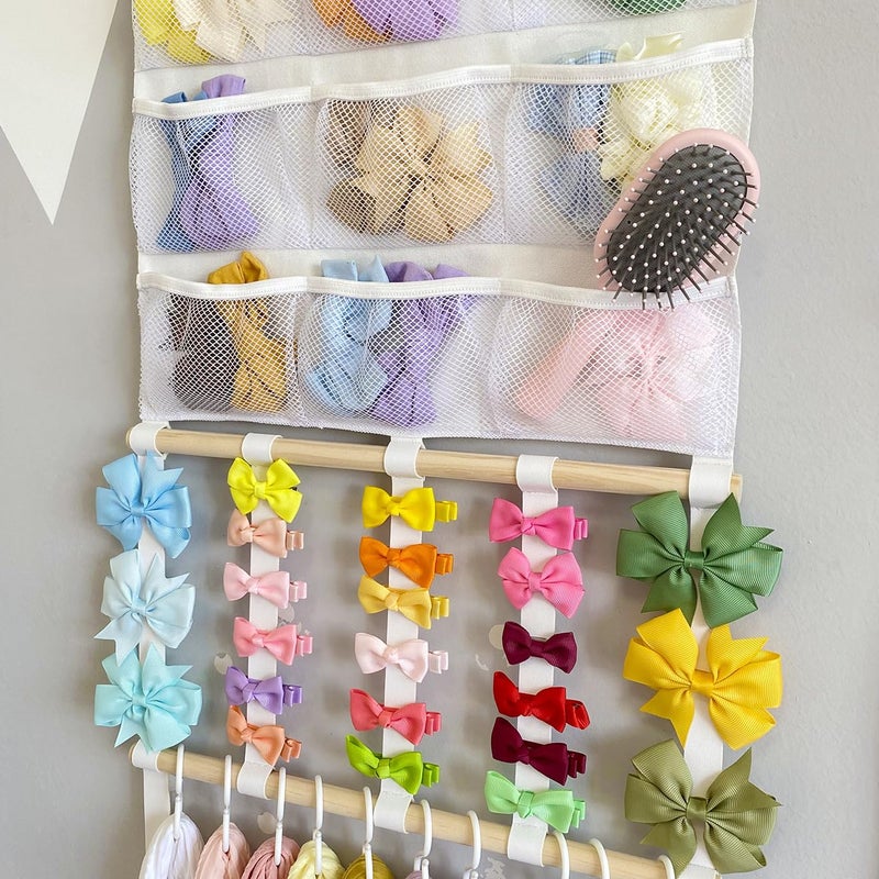 LEHSGY Headband Holder Hair Bows Organizer for Girls, Large Capacity Bow Holder, Pre-Assembled Hair Accessories Wall Hanging Organizer for Toddler Baby Girl Nursery Room DÃ©cor - Image 5