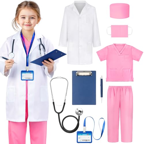 Joycover Doctor Costume for Kids Kids Scrubs Halloween Costumes For Girls Boys Doctor Dress up Play Kit - Image 1