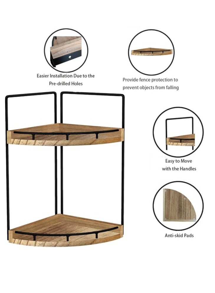 Arabest 2-Tier Bathroom Counter Organizer,Vanity Counter Corner Shelf, Skincare, Wood Countertop Bathroom Storage and Organization for Kitchen (Brown) - Image 2
