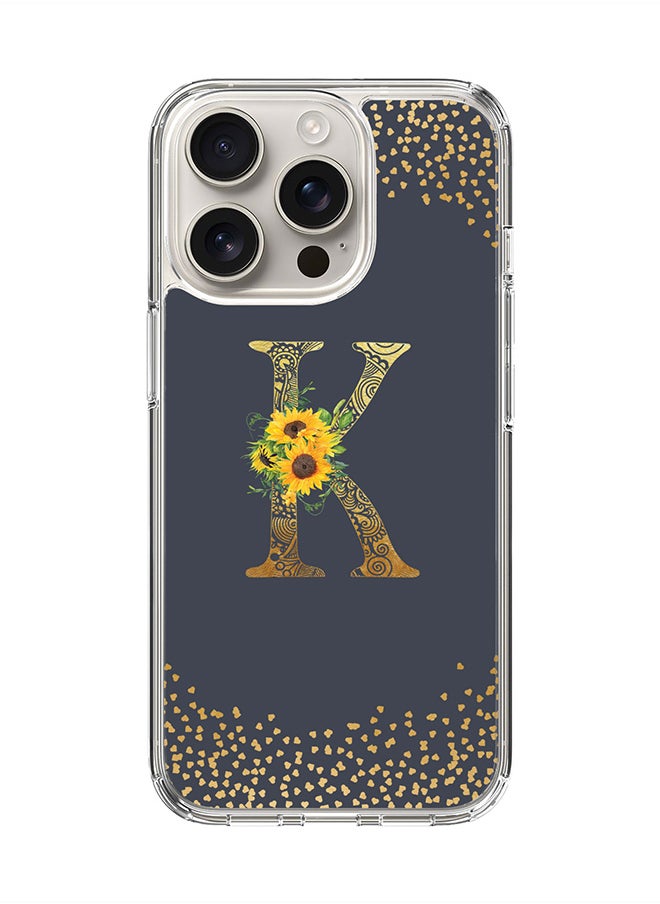 Stylizedd For iPhone 16 Pro Case [Compatible with MagSafe] Slim Magnetic cover Clear Phone Case - Custom Monogram Mandala Floral - K (Grey )  - Image 1
