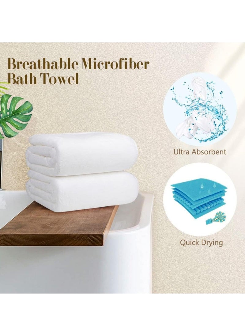 Bukela - Bath Towels 4-pack (80x160 Cm), Soft Touch White Bath Towel Set, Highly Absorbent Microfiber Body Towel, Quick Drying, Microfiber Towel for Sports, Yoga, Spa, Fitness - Image 1
