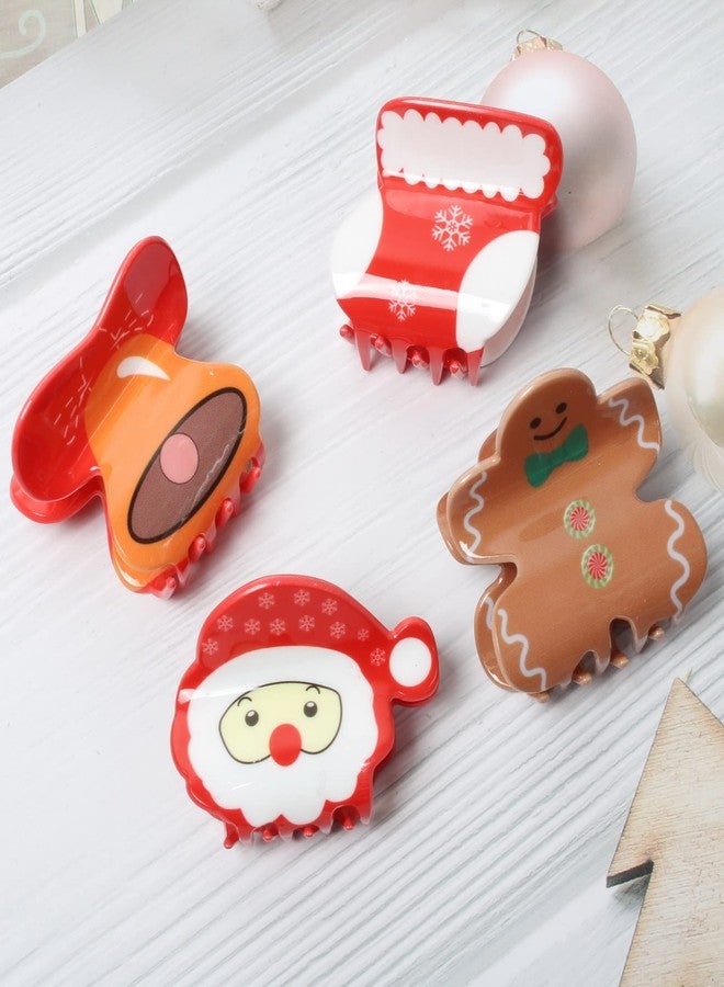 Cuizhiyu 4PK Christmas Hair Claw Clips for Women Girls Snowman Hair Claw Xmas Santa Claus Hair Clip Red Boot Hair Claws Cute Christmas Hair Accessories… - Image 2