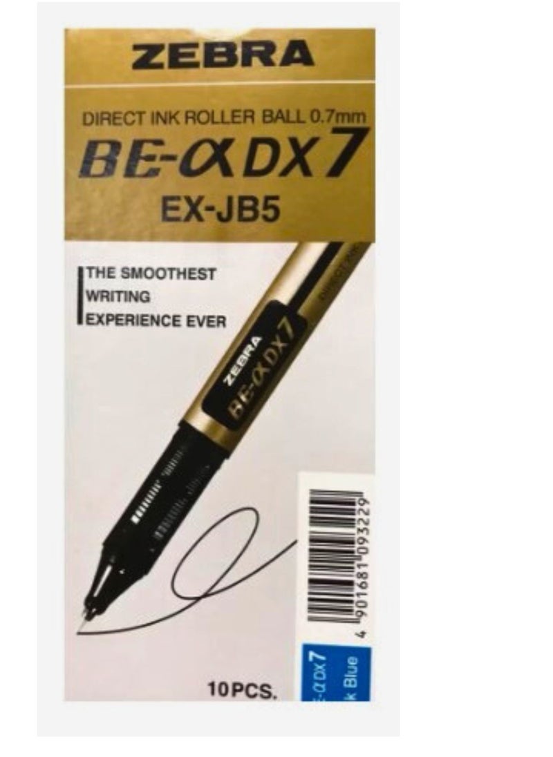 ZEBRA Zebra DX-7 Needle Point Rollerball Pen 0.7mm Tip EX-JB5 Blue (Box Of 10)  - Image 1