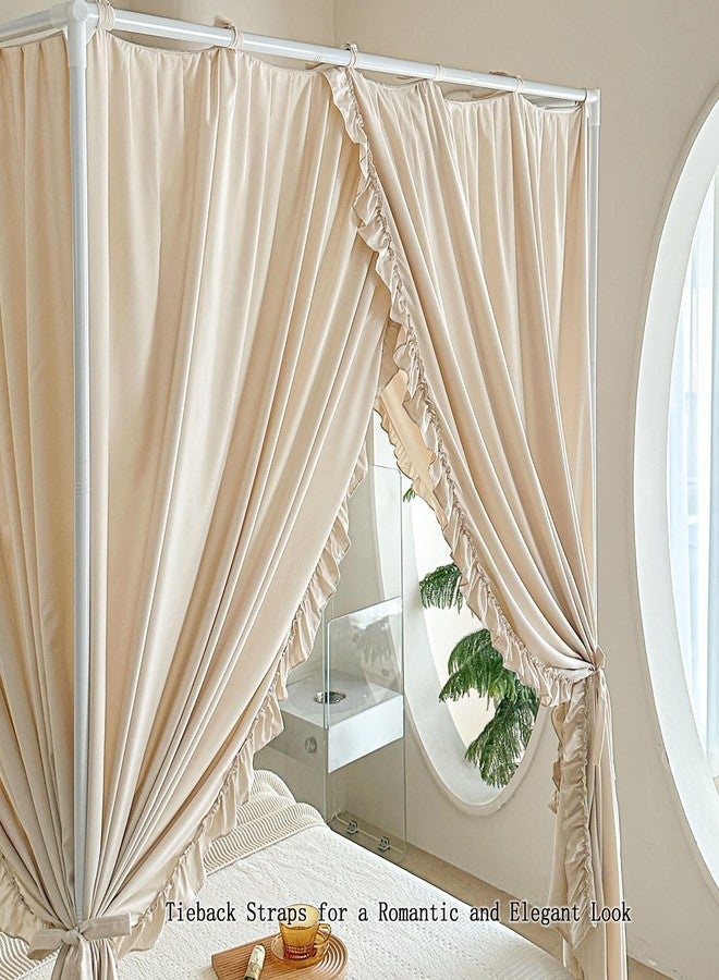 AIKASY Princess Canopy Bed Curtains with Top Ties - Windproof & Lightproof for Girls' Adult Bedroom Decor | Bed Canopy Drapes (Queen,Khaki) - Image 4
