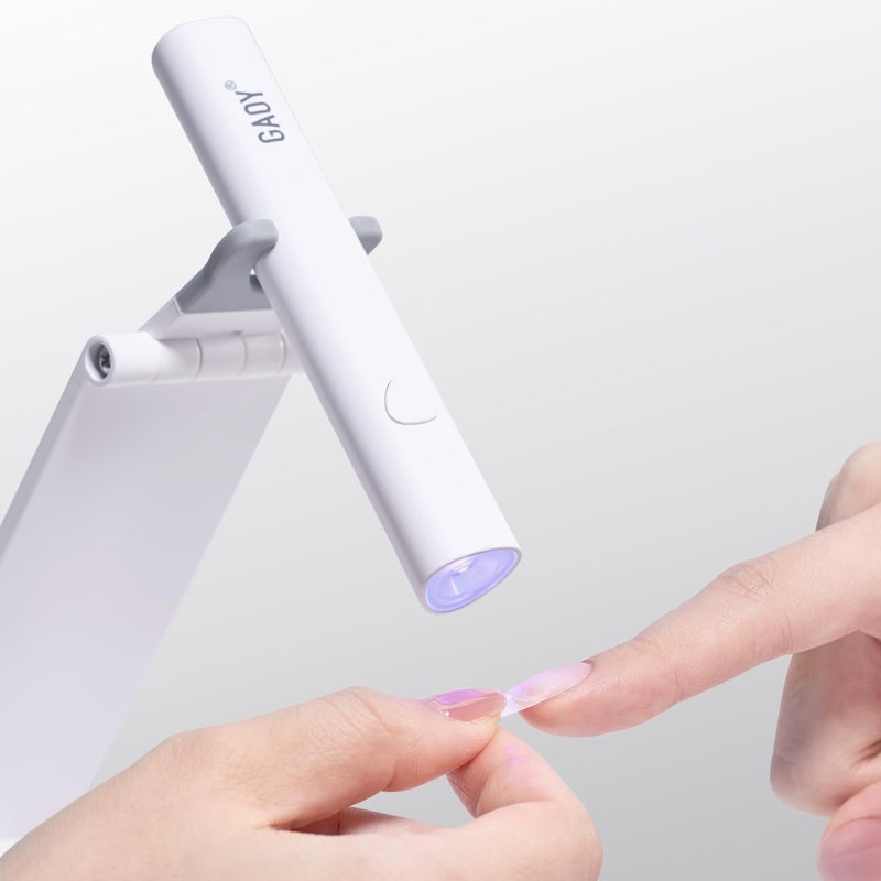 GAOY GAOY Cordless Nail Lamp with Stand, Handheld UV Light for Gel Nails, Rechargeable USB Nail Dryer for Fast Curing, White 