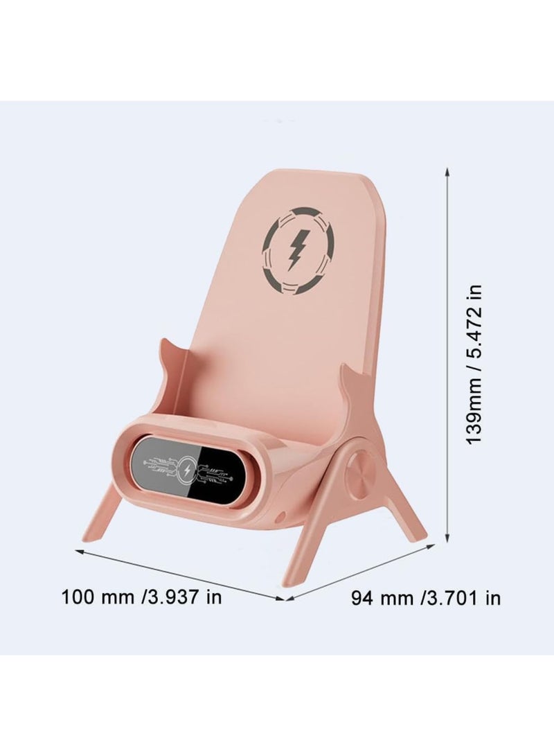 Arabest Portable Mini Chair Wireless Charger Supply for All Phones，Mini Chair Wireless Charger, 2025 New Mini Chair Wireless Fast Charger Multifunctional Phone Holder, 3 in 1 Wireless Charger Station Phone Stand 15W Fast Charger (Pink) - Image 5