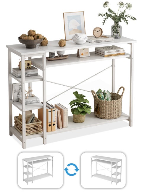 Console Tables for Living Room, Entryway Table with 4 Storage Shelves,Long Behind Couch Table for Hallway Bedroom 130*35*90cm
