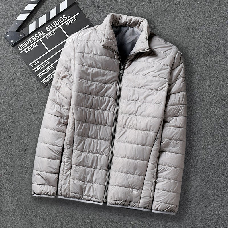 Mens Down Cotton Coat Cropped Lightweight Cotton-padded Jacket Workwear Thickened Youth Padded Vest Winter Decorative Outerwear Army Green  - Image 4