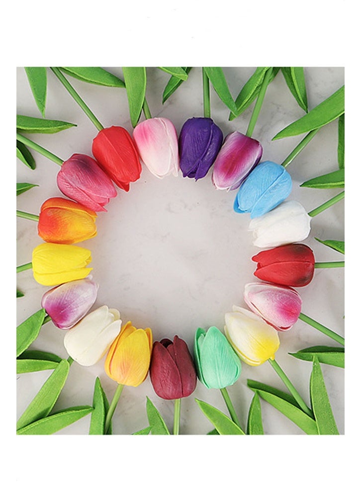 ZCM-HAPPY Artificial Plastic Tulip Flower in Wine Red for Home Decoration and Gifts Pack of 10 - Image 5