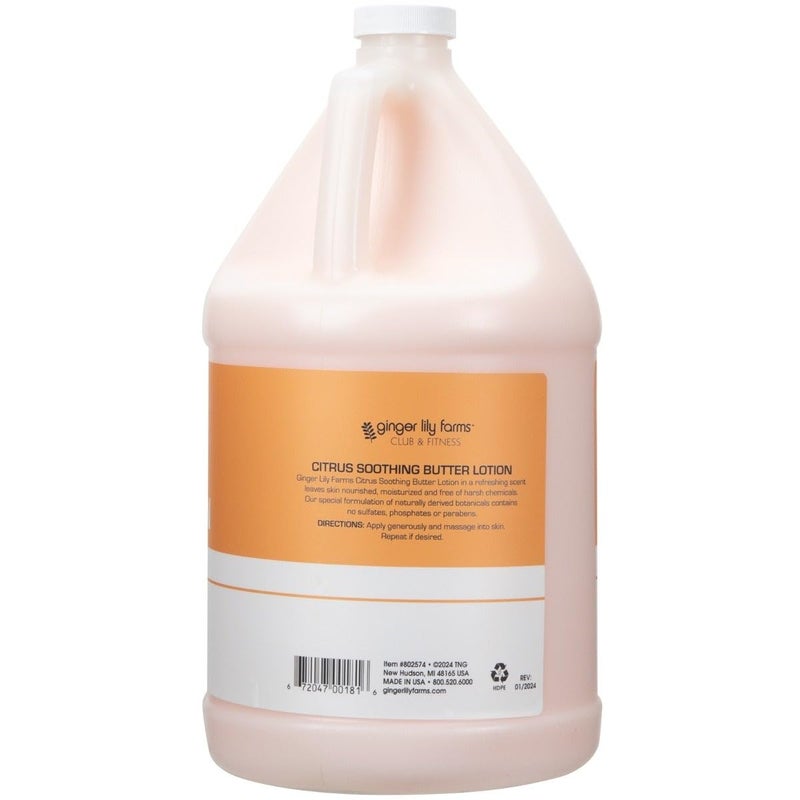 Ginger Lily Farms Club & Fitness Soothing Butter Lotion for Dry Skin, 100% Vegan & Cruelty-Free, Citrus Scent, 1 Gallon (128 fl oz) Refill - Image 2