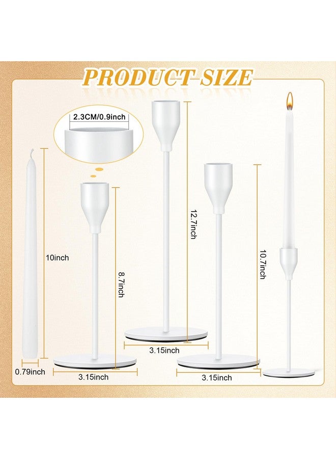 Inbagi 12 Sets Candlestick Holders Bulk for Taper Candles Metal Tall Candle Stick Holders Taper Candle Stands for Table Centerpiece Wedding Home Party Decor Fit 0.79 in Thick Candle (White) - Image 3