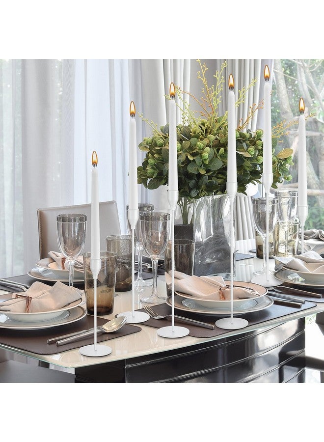 Inbagi 12 Sets Candlestick Holders Bulk for Taper Candles Metal Tall Candle Stick Holders Taper Candle Stands for Table Centerpiece Wedding Home Party Decor Fit 0.79 in Thick Candle (White) - Image 5