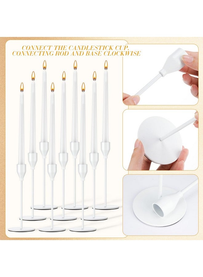 Inbagi 12 Sets Candlestick Holders Bulk for Taper Candles Metal Tall Candle Stick Holders Taper Candle Stands for Table Centerpiece Wedding Home Party Decor Fit 0.79 in Thick Candle (White) - Image 4