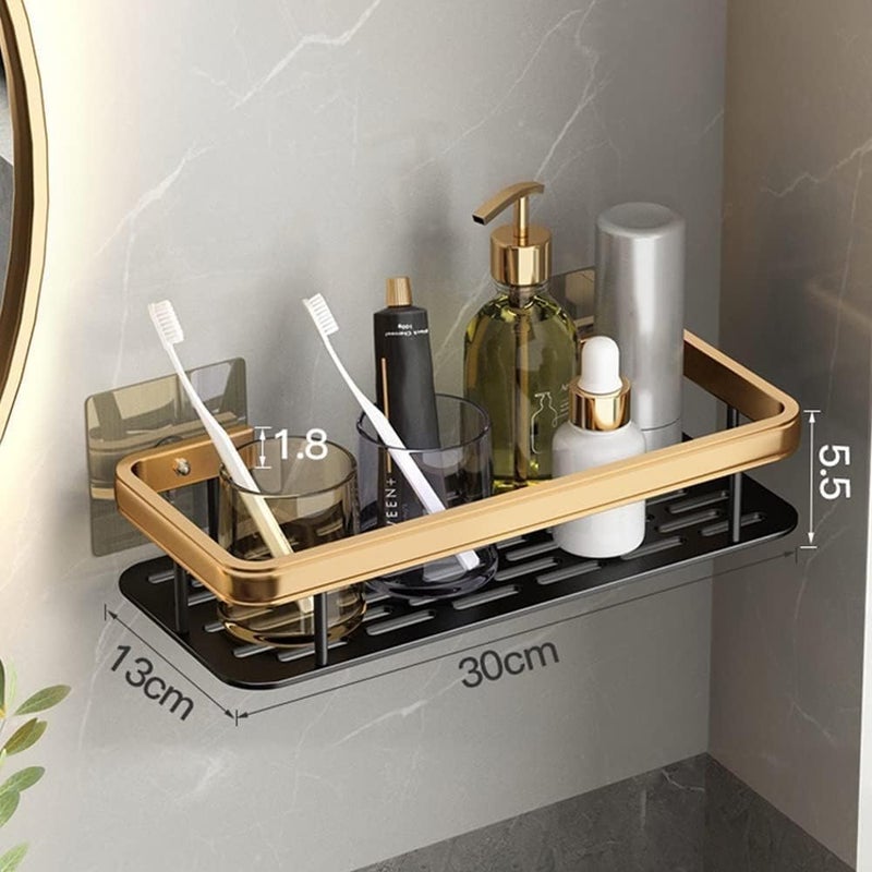 Bathroom Corner Tool Holder Shelf for Wall, Gold Aluminum Bathroom Tools Organiser Corner, Bathroom Storage Wall Mounted Bathroom Shelves, Large Capacity Adhesive Bathroom Shelf  - Image 3