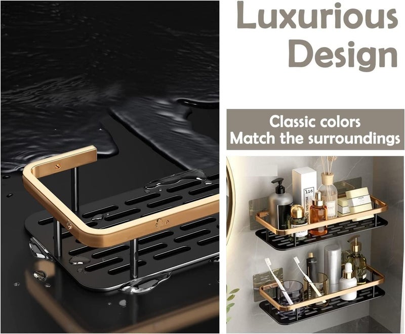Bathroom Corner Tool Holder Shelf for Wall, Gold Aluminum Bathroom Tools Organiser Corner, Bathroom Storage Wall Mounted Bathroom Shelves, Large Capacity Adhesive Bathroom Shelf  - Image 4