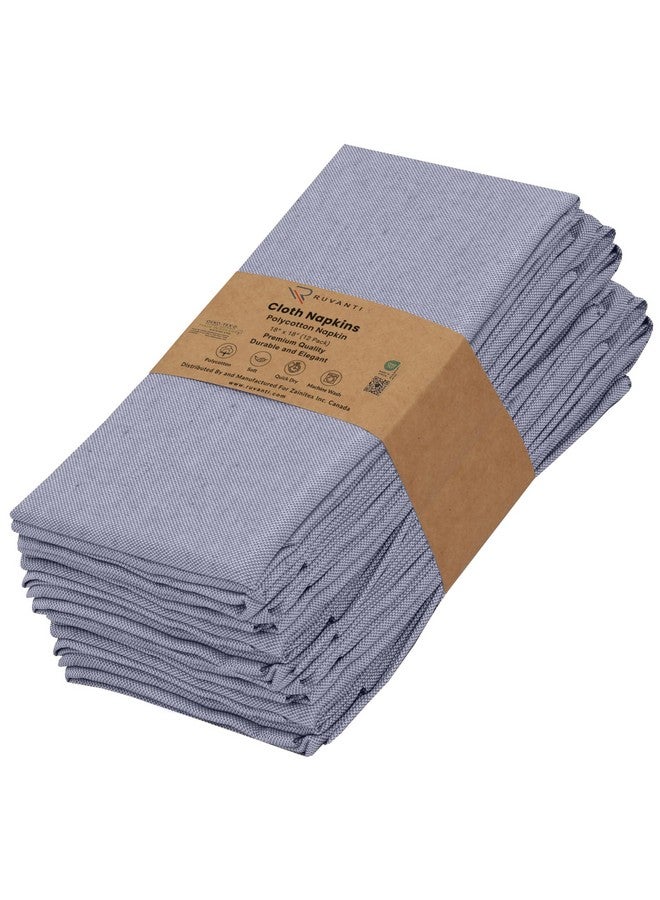 Ruvanti Cloth Napkins Set of 12, 18x18 Reusable Napkins Cloth Washable, Soft & Durable Table Napkins, Poly Cotton Fabric Dinner Napkins for Parties, Christmas, Thanksgiving, Weddings - Steel - Image 1
