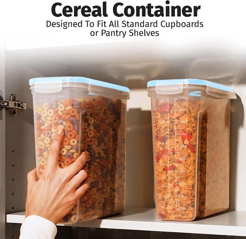 Shazo 2 Pack (6.3L / 213OZ) EXTRA Large Airtight Food Storage Cereal Containers for Bulk Food Storage BPA-Free Plastic Container, Pantry Organization and Canister for Rice, Pasta, Sugar & Flour - Image 4