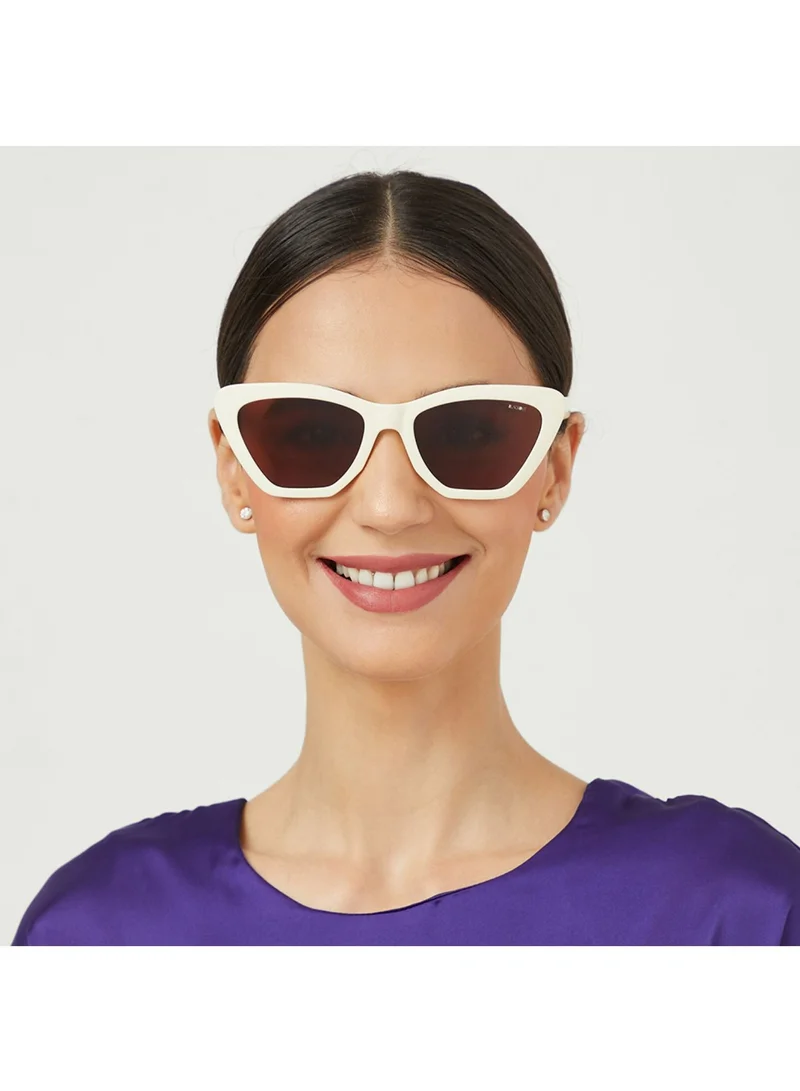 Blackout HATTIE Women White Sunglasses - Frame Material: Thermoplastic Rubber (TR90)- Frame Color: White-Lens Color: Brown  - Full Rim
