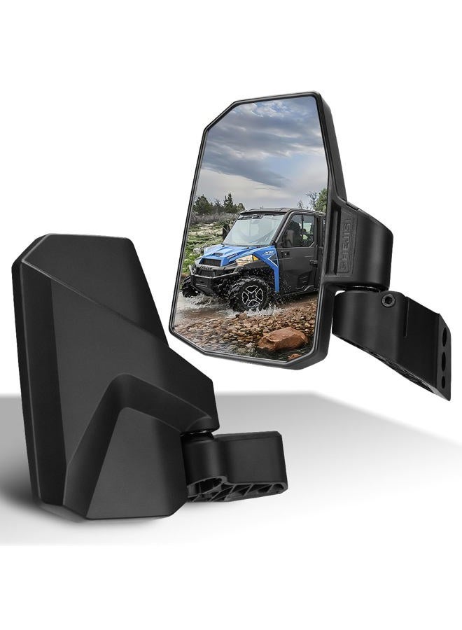 SHEJISI Ranger Side View Mirrors Door Mounted, The Spring Back Feature Allows Easy Reset After Fold, Upgraded UTV Mirrors for Full Door 2018-2024 Polaris Ranger Crew SP XP 570 1000, Polaris NorthStar - Image 1