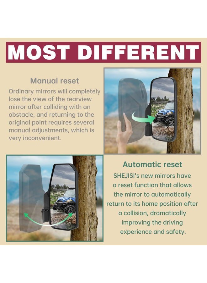 SHEJISI Ranger Side View Mirrors Door Mounted, The Spring Back Feature Allows Easy Reset After Fold, Upgraded UTV Mirrors for Full Door 2018-2024 Polaris Ranger Crew SP XP 570 1000, Polaris NorthStar - Image 3