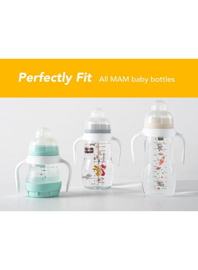 CHUBBIEE Baby Bottle Handles for MAM, Compatible Bottle Holder for MAM 5oz, 9oz & 11oz Bottles, Easy-Grip, Ergonomic, Slip-Resistant, BPA-Free, Durable, Helps Babies Transition to Independent Drinking, 4-Pack - Image 1