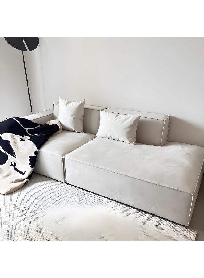 Comfynest Comfynest Contemporary Tuxedo Arm Leather Sofa In Off-White  - Image 2