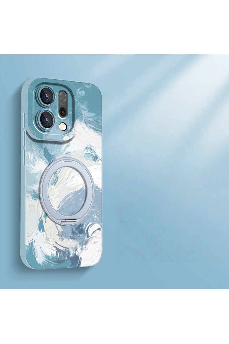 غطاء حماية متوافق مع هاتف OPPO Reno14 Pro - بتصميم ملون مخصص، حامل دوار 360 درجة، وحماية شاملة للجهاز