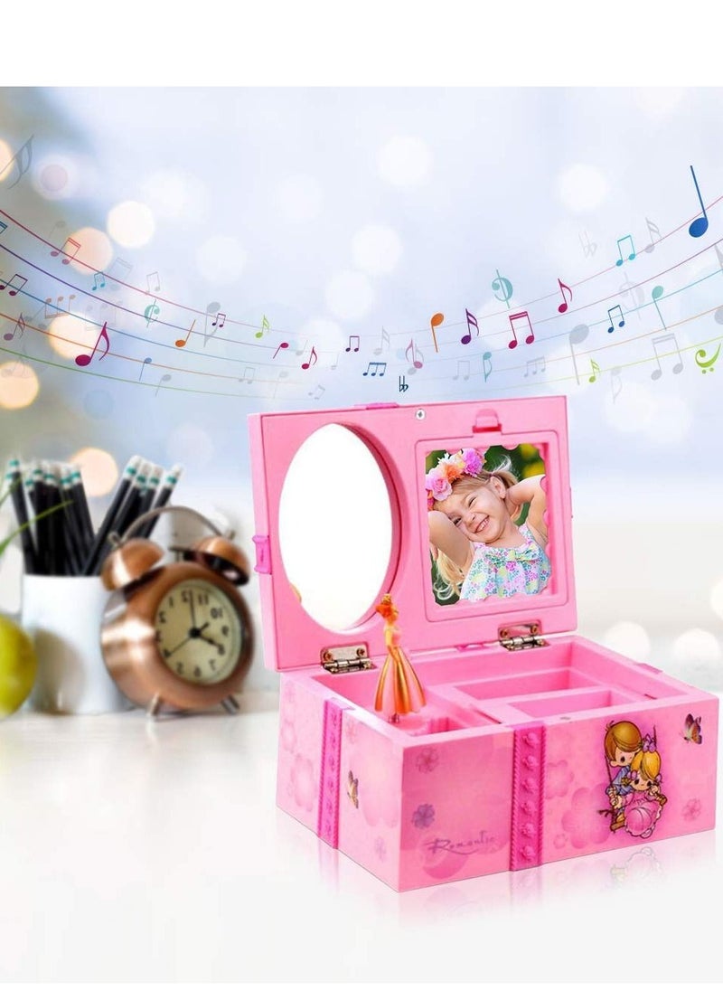 SYOSI - Musical Jewellery Box, Dancing Ballerina Girl Figurines Music Box, Jewel Storage Case, Fairy Music Box with Spinning Princess, Romantic Vintage Mirror Pretty Jewelry Organizer Box for Girls - Image 1