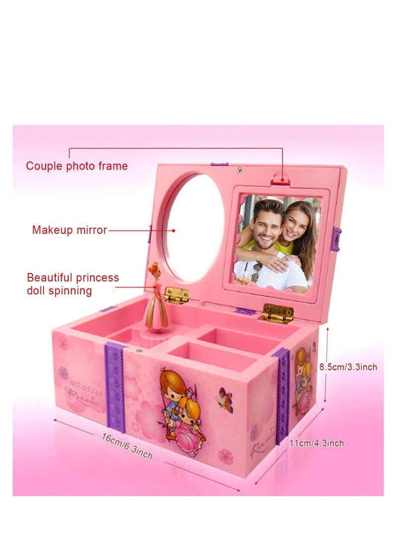SYOSI - Musical Jewellery Box, Dancing Ballerina Girl Figurines Music Box, Jewel Storage Case, Fairy Music Box with Spinning Princess, Romantic Vintage Mirror Pretty Jewelry Organizer Box for Girls - Image 1