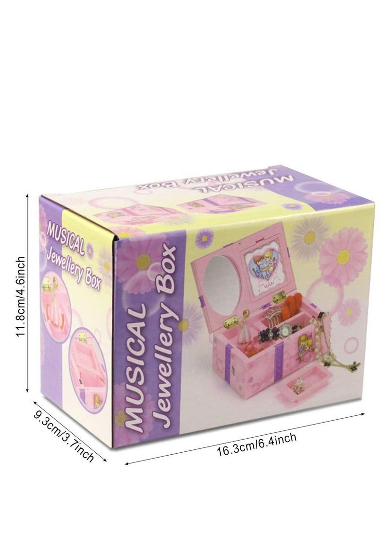 SYOSI - Musical Jewellery Box, Dancing Ballerina Girl Figurines Music Box, Jewel Storage Case, Fairy Music Box with Spinning Princess, Romantic Vintage Mirror Pretty Jewelry Organizer Box for Girls - Image 1