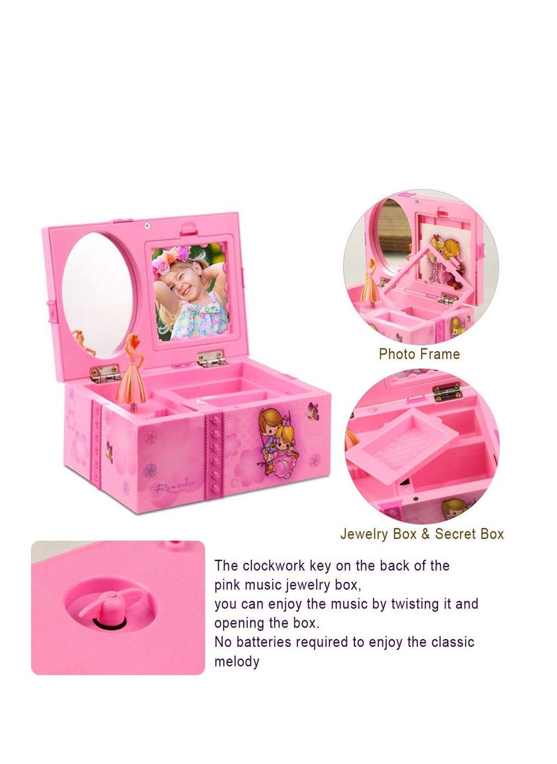 SYOSI - Musical Jewellery Box, Dancing Ballerina Girl Figurines Music Box, Jewel Storage Case, Fairy Music Box with Spinning Princess, Romantic Vintage Mirror Pretty Jewelry Organizer Box for Girls - Image 1