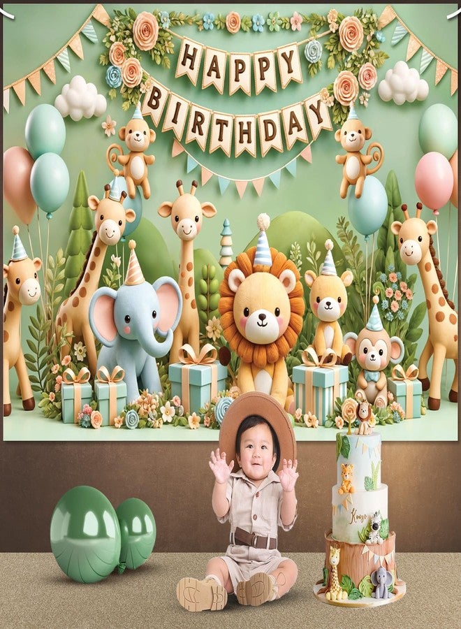 IndoTribe Safari Birthday Decorations 6x4ft Welcome to The Jungle Party Decorations Safari Birthday Backdrop Safari Animals Themed Birthday Party Decorations Elephant Giraffe Jungle Animal Party Banner - Image 2