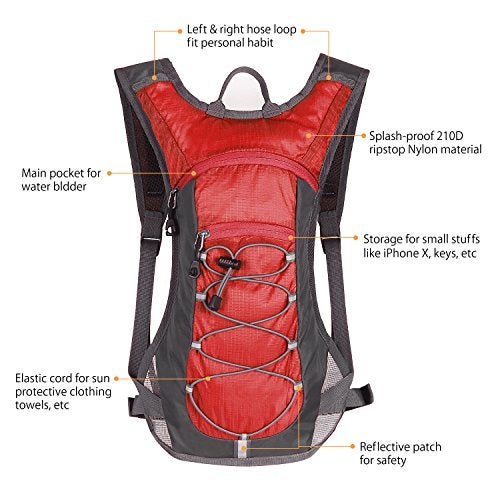Unigear Hydration Pack Backpack with 70 oz 2L Water Bladder for Running Hiking Cycling Climbing Camping Biking Red - Image 3