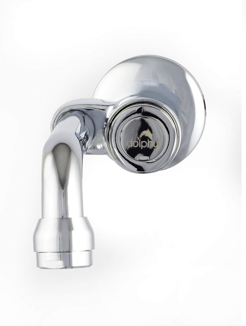 DOLPHY صنبور حوض مغسلة موصول بالحائط مع إغلاق ذاتي وتوفير المياه وتأخير زمني للمطبخ والحمام (فضي، قياسي) - Image 2